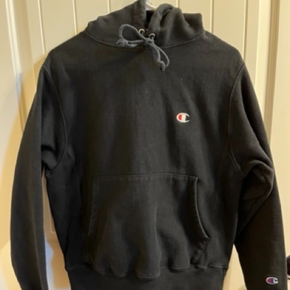 Champion Black Reverse Weave Hoodie - Size Small
